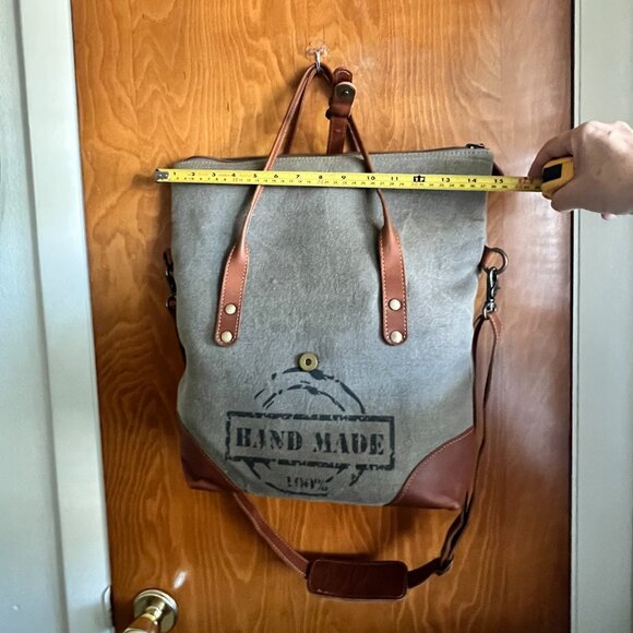 Myra Canvas & Leather Tote Crossbody Bag - Picture 6 of 8